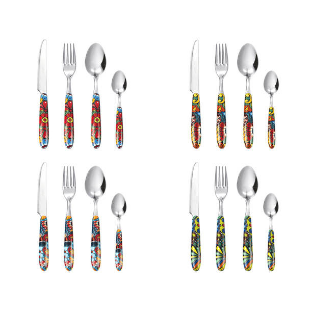 Excelsa Mandala Méditerranée Service Assiettes 18 Pièces, Porcelaine et céramique, multicolore
